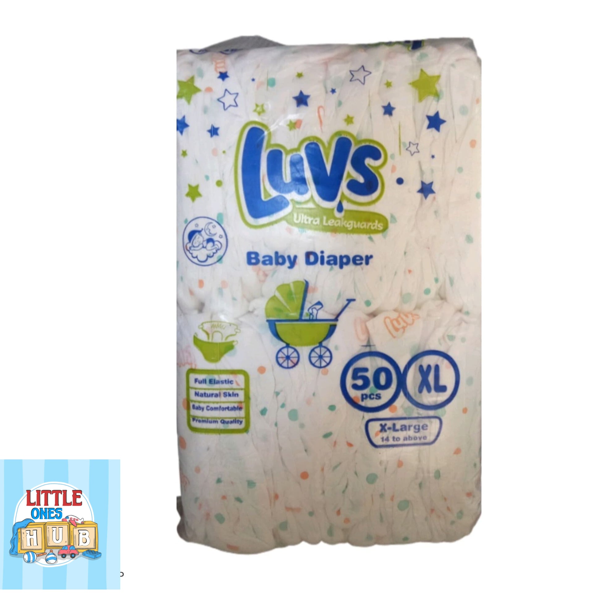 LUVS BABY DIAPER XL SIZE 50 PIECE PACKET COTTON SHEET DIAPER MAGIC TAPE.