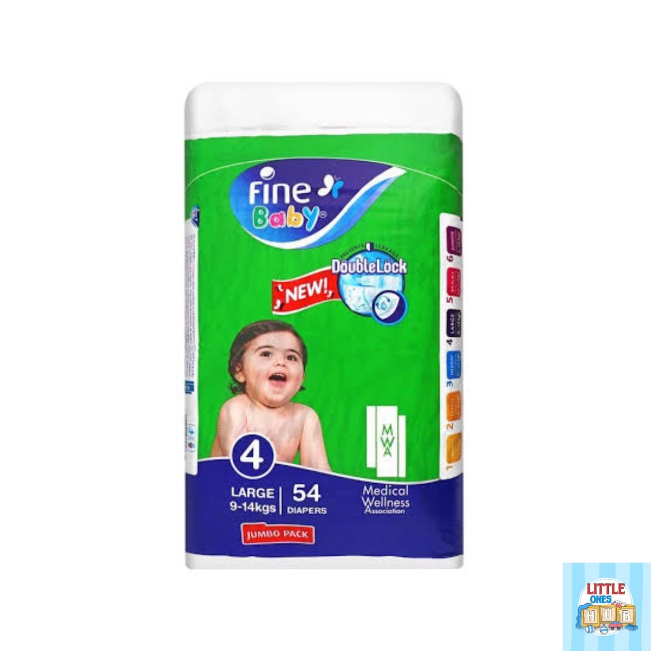 FINE BABY DIAPER LARGE SIZE 9/14 KG 54 PIECES PACK